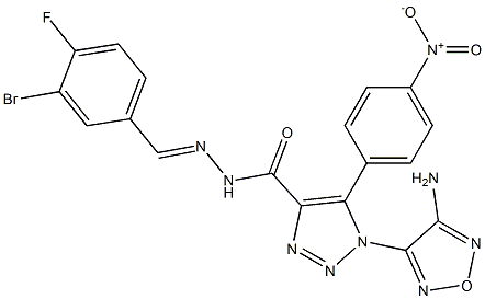 1-(4-amino-1,2,5-oxadiazol-3-yl)-N'-(3-bromo-4-fluorobenzylidene)-5-{4-nitrophenyl}-1H-1,2,3-triazole-4-carbohydrazide Struktur