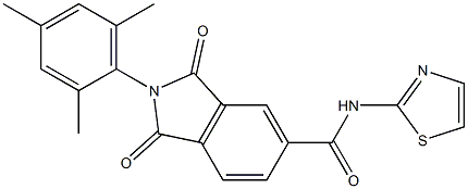 2-mesityl-1,3-dioxo-N-(1,3-thiazol-2-yl)-5-isoindolinecarboxamide Struktur