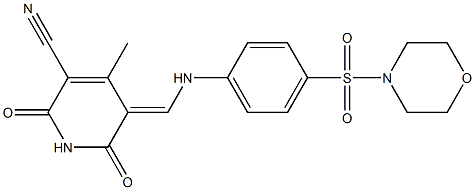 4-methyl-5-{[4-(4-morpholinylsulfonyl)anilino]methylene}-2,6-dioxo-1,2,5,6-tetrahydro-3-pyridinecarbonitrile Struktur