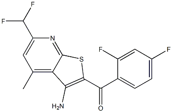 [3-amino-6-(difluoromethyl)-4-methylthieno[2,3-b]pyridin-2-yl](2,4-difluorophenyl)methanone Struktur