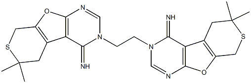 3-[2-(4-imino-6,6-dimethyl-5,8-dihydro-4H-thiopyrano[4',3':4,5]furo[2,3-d]pyrimidin-3(6H)-yl)ethyl]-6,6-dimethyl-3,5,6,8-tetrahydro-4H-thiopyrano[4',3':4,5]furo[2,3-d]pyrimidin-4-imine Struktur