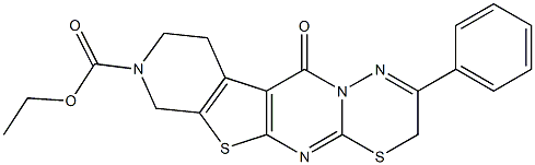 ethyl 11-oxo-2-phenyl-9,10-dihydro-3H,11H-pyrido[4'',3'':4',5']thieno[2',3':4,5]pyrimido[2,1-b][1,3,4]thiadiazine-8(7H)-carboxylate Struktur