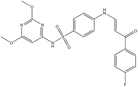 N-(2,6-dimethoxy-4-pyrimidinyl)-4-{[3-(4-fluorophenyl)-3-oxo-1-propenyl]amino}benzenesulfonamide Struktur