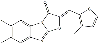 6,7-dimethyl-2-[(3-methyl-2-thienyl)methylene][1,3]thiazolo[3,2-a]benzimidazol-3(2H)-one Struktur