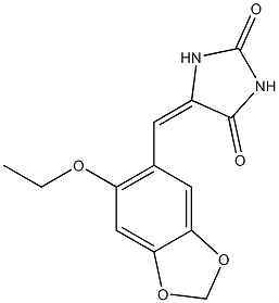 5-[(6-ethoxy-1,3-benzodioxol-5-yl)methylene]imidazolidine-2,4-dione Struktur