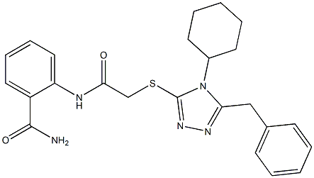 2-[({[4-cyclohexyl-5-(phenylmethyl)-4H-1,2,4-triazol-3-yl]sulfanyl}acetyl)amino]benzamide Struktur