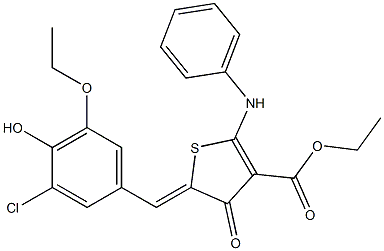 ethyl 2-anilino-5-(3-chloro-5-ethoxy-4-hydroxybenzylidene)-4-oxo-4,5-dihydrothiophene-3-carboxylate Struktur