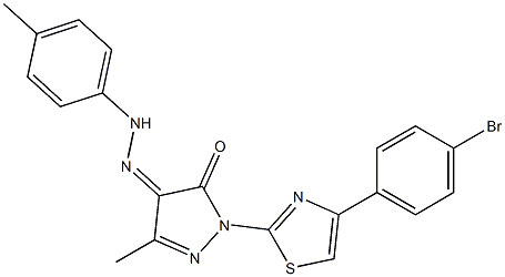 1-[4-(4-bromophenyl)-1,3-thiazol-2-yl]-3-methyl-1H-pyrazole-4,5-dione 4-[N-(4-methylphenyl)hydrazone] Struktur