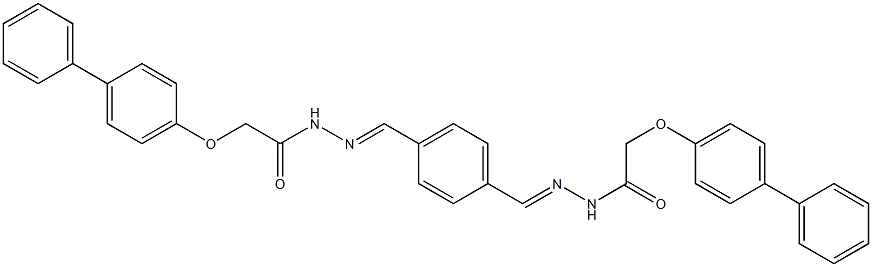 2-([1,1'-biphenyl]-4-yloxy)-N'-{(E)-[4-({(E)-2-[2-([1,1'-biphenyl]-4-yloxy)acetyl]hydrazono}methyl)phenyl]methylidene}acetohydrazide Struktur