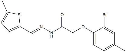 2-(2-bromo-4-methylphenoxy)-N'-[(E)-(5-methyl-2-thienyl)methylidene]acetohydrazide Struktur