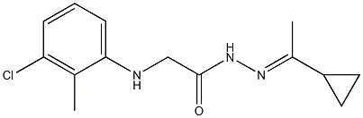 2-(3-chloro-2-methylanilino)-N'-[(E)-1-cyclopropylethylidene]acetohydrazide Struktur