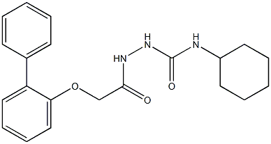 2-[2-([1,1'-biphenyl]-2-yloxy)acetyl]-N-cyclohexyl-1-hydrazinecarboxamide Struktur