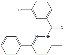 3-bromo-N'-[(E)-1-phenylpentylidene]benzohydrazide Struktur