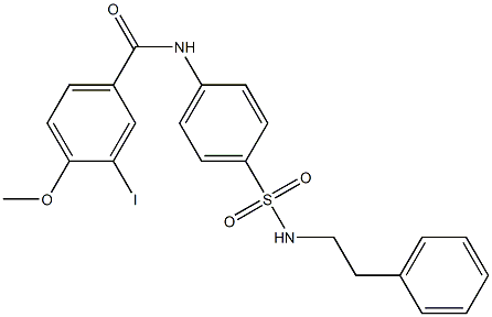 3-iodo-4-methoxy-N-{4-[(phenethylamino)sulfonyl]phenyl}benzamide Struktur