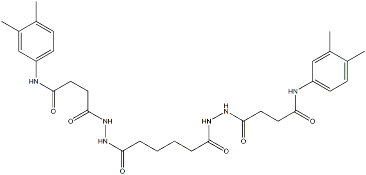 4-[2-(6-{2-[4-(3,4-dimethylanilino)-4-oxobutanoyl]hydrazino}-6-oxohexanoyl)hydrazino]-N-(3,4-dimethylphenyl)-4-oxobutanamide Struktur