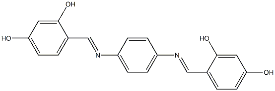 4-{[(4-{[(E)-(2,4-dihydroxyphenyl)methylidene]amino}phenyl)imino]methyl}-1,3-benzenediol Struktur