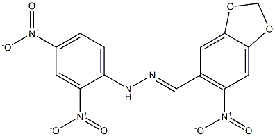 6-nitro-1,3-benzodioxole-5-carbaldehyde N-(2,4-dinitrophenyl)hydrazone Struktur