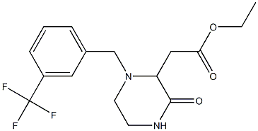 ethyl 2-{3-oxo-1-[3-(trifluoromethyl)benzyl]-2-piperazinyl}acetate Struktur