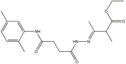 ethyl 3-{(E)-2-[4-(2,5-dimethylanilino)-4-oxobutanoyl]hydrazono}-2-methylbutanoate Struktur