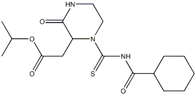 isopropyl 2-(1-{[(cyclohexylcarbonyl)amino]carbothioyl}-3-oxo-2-piperazinyl)acetate Struktur