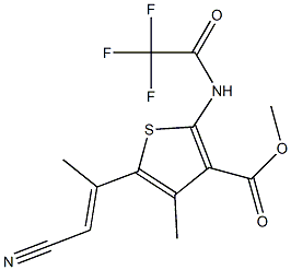 methyl 5-[(E)-2-cyano-1-methylethenyl]-4-methyl-2-[(2,2,2-trifluoroacetyl)amino]-3-thiophenecarboxylate Struktur