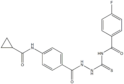 N-[(2-{4-[(cyclopropylcarbonyl)amino]benzoyl}hydrazino)carbothioyl]-4-fluorobenzamide Struktur