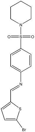 N-[(E)-(5-bromo-2-thienyl)methylidene]-N-[4-(1-piperidinylsulfonyl)phenyl]amine Struktur