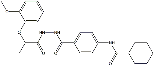 N-[4-({2-[2-(2-methoxyphenoxy)propanoyl]hydrazino}carbonyl)phenyl]cyclohexanecarboxamide Struktur