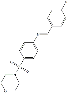 N-{(E)-[4-(methylsulfanyl)phenyl]methylidene}-N-[4-(4-morpholinylsulfonyl)phenyl]amine Struktur