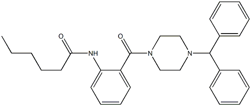 N-{2-[(4-benzhydryl-1-piperazinyl)carbonyl]phenyl}hexanamide Struktur