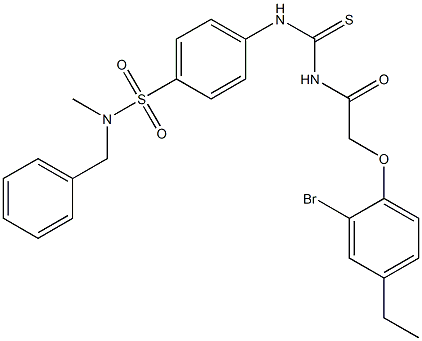 N-benzyl-4-[({[2-(2-bromo-4-ethylphenoxy)acetyl]amino}carbothioyl)amino]-N-methylbenzenesulfonamide Struktur