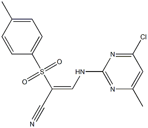 (Z)-3-[(4-chloro-6-methyl-2-pyrimidinyl)amino]-2-[(4-methylphenyl)sulfonyl]-2-propenenitrile Struktur