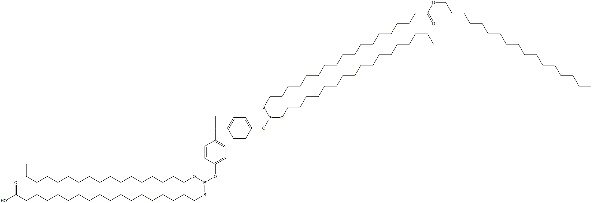 18,18'-[[Isopropylidenebis(4,1-phenyleneoxy)]bis[(heptadecyloxy)phosphinediylthio]]bis(octadecanoic acid heptadecyl) ester Struktur