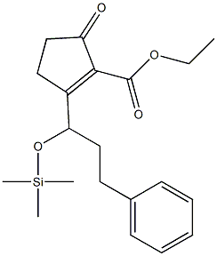 5-Oxo-2-(1-trimethylsilyloxy-3-phenylpropyl)-1-cyclopentene-1-carboxylic acid ethyl ester Struktur