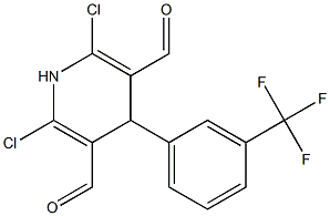 2,6-Dichloro-1,4-dihydro-4-[m-(trifluoromethyl)phenyl]pyridine-3,5-dicarbaldehyde Struktur