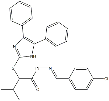 2-Isopropyl-N'-[4-chlorobenzylidene]-2-[(4,5-diphenyl-1H-imidazol-2-yl)thio]acetohydrazide Struktur