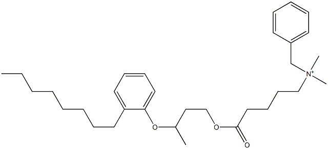 N,N-Dimethyl-N-benzyl-N-[4-[[3-(2-octylphenyloxy)butyl]oxycarbonyl]butyl]aminium Struktur