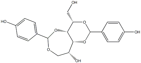 2-O,4-O:3-O,6-O-Bis(4-hydroxybenzylidene)-D-glucitol Struktur