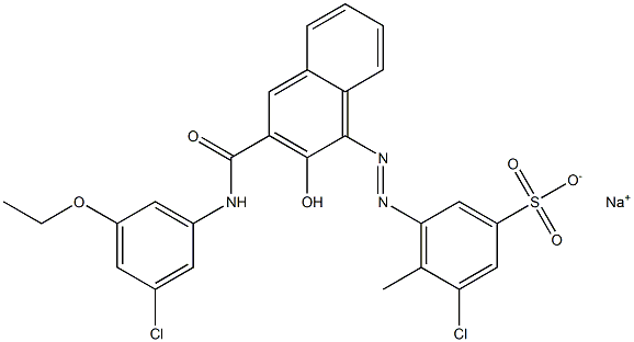 3-Chloro-4-methyl-5-[[3-[[(3-chloro-5-ethoxyphenyl)amino]carbonyl]-2-hydroxy-1-naphtyl]azo]benzenesulfonic acid sodium salt Struktur