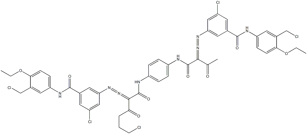 3,3'-[2-(2-Chloroethyl)-1,4-phenylenebis[iminocarbonyl(acetylmethylene)azo]]bis[N-[3-(chloromethyl)-4-ethoxyphenyl]-5-chlorobenzamide] Struktur