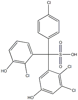 (4-Chlorophenyl)(2-chloro-3-hydroxyphenyl)(2,3-dichloro-5-hydroxyphenyl)methanesulfonic acid Struktur