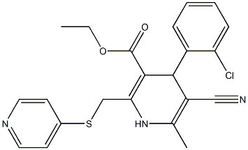 5-Cyano-1,4-dihydro-6-methyl-2-[(4-pyridinylthio)methyl]-4-(2-chlorophenyl)pyridine-3-carboxylic acid ethyl ester Struktur