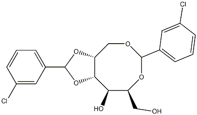 2-O,6-O:4-O,5-O-Bis(3-chlorobenzylidene)-D-glucitol Struktur