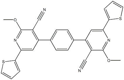 4,4'-(1,4-Phenylene)bis[2-methoxy-3-cyano-6-(2-thienyl)pyridine] Struktur