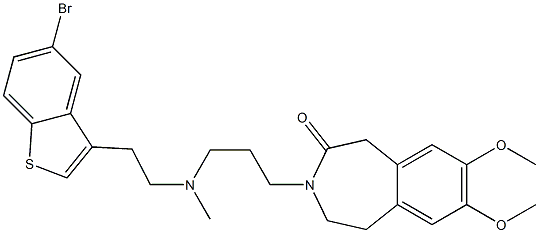 2,3-Dihydro-7,8-dimethoxy-3-[3-[N-[2-(5-bromo-1-benzothiophen-3-yl)ethyl]-N-methylamino]propyl]-1H-3-benzazepin-4(5H)-one Struktur