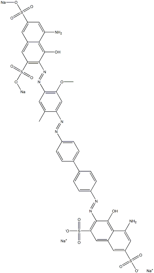 5-Amino-3-[[4'-[[4-[[8-amino-1-hydroxy-3,6-bis(sodiosulfo)-2-naphthalenyl]azo]-2-methyl-5-methoxyphenyl]azo]-1,1'-biphenyl-4-yl]azo]-4-hydroxynaphthalene-2,7-disulfonic acid disodium salt Struktur