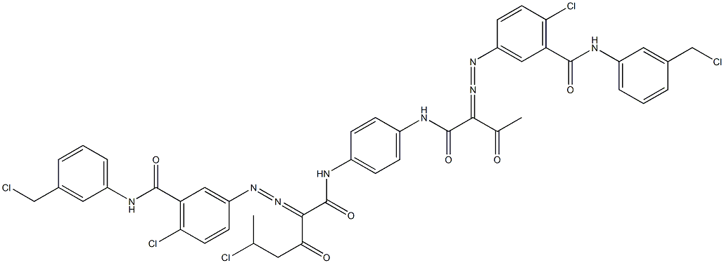 3,3'-[2-(1-Chloroethyl)-1,4-phenylenebis[iminocarbonyl(acetylmethylene)azo]]bis[N-[3-(chloromethyl)phenyl]-6-chlorobenzamide] Struktur