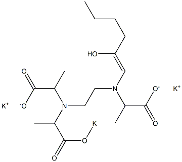 3-(2-Hydroxy-1-hexenyl)-6-(1-potassiooxycarbonylethyl)-2,7-dimethyl-3,6-diazaoctanedioic acid dipotassium salt Struktur