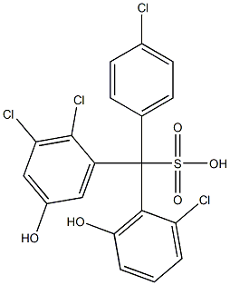 (4-Chlorophenyl)(2-chloro-6-hydroxyphenyl)(2,3-dichloro-5-hydroxyphenyl)methanesulfonic acid Struktur