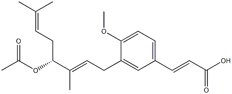 3-[(2E,4R)-3,7-Dimethyl-4-acetoxy-2,6-octadien-1-yl]-4-methoxy-trans-cinnamic acid Struktur